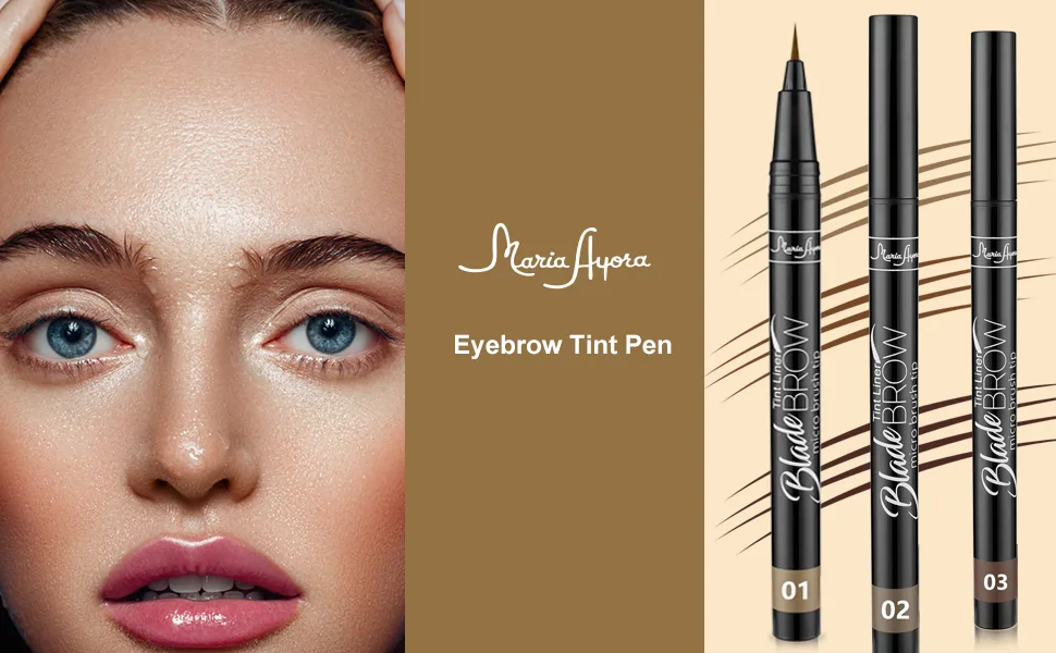 MARIA AYORA Liquid Eyebrow Pencil Brow Tint Pen With Micro Brush Tip Longlasting Waterproof Smudgeproof Eye Brow Makeup Grey Brown(Pack of 2) - brow pen