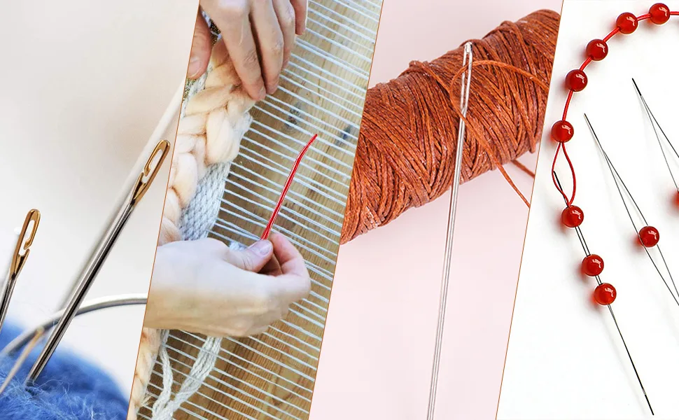 Self Threading Needles for Hand Sewing - 24 Pieces Easy Thread Needles for Hand Sewing Embroidery Side Threading Hand Sewing Needles with Wooden Needle Case Carving Pattern - YAWALL - sewing needles