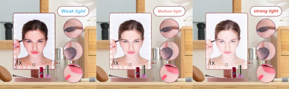 Extra Large Lighted Makeup Mirror Makeup Vanity Mirror with 35 LED Lights and 10X Magnification Touch Screen Dimmable 360 Rotation Cord and Cordless Countertop Cosmetic Mirror (Rose gold) - makeup mirror dimmable vanity mirror with lights