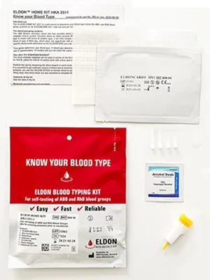 Original Home Blood Typing Kit - New Package + Improved Lancet (6 Kits) - Blood Typing Kit contents