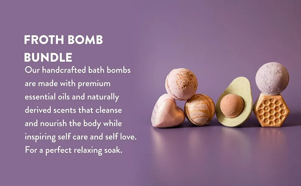 Pacha Froth Bomb Bundle | Premium Handcrafted Epsom Salt Bath Bombs for Relaxing | Paraben-Free & Sulfate-Free Bath Bomb Gift Set | 6 Pack Bath Bomb Set - pacha