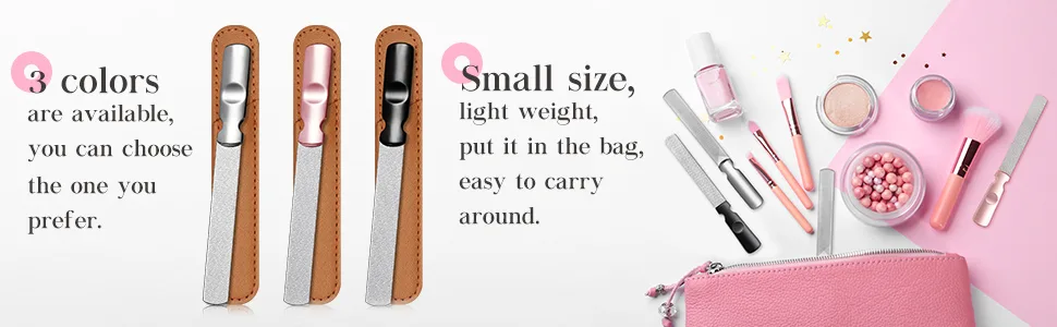 3 Pieces Stainless Steel Metal Nail File with Leather Case Heavy Duty Double Sided Nail Files Manicure Set with Leather Sheath (Brown) - product information 3