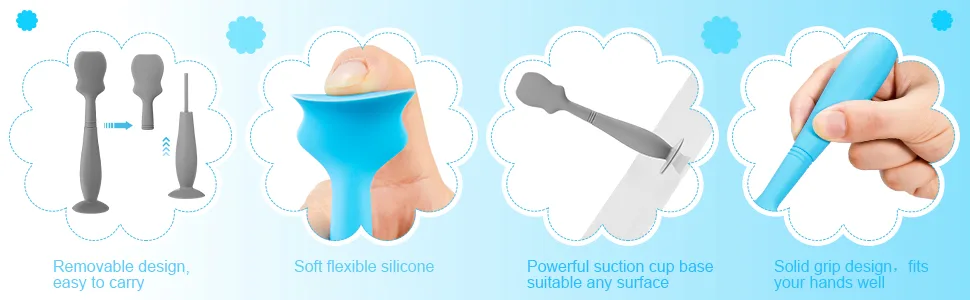 3 Pack Baby Diaper Cream Spatula Applicator Soft Silicone Baby Butt Paste Spatula Diaper Rash Cream Brush for Baby Newborn (Blue Gray White) - product information 3