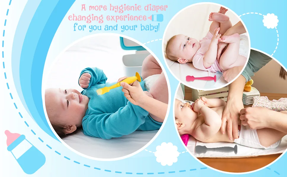 3 Pack Baby Diaper Cream Spatula Applicator Soft Silicone Baby Butt Paste Spatula Diaper Rash Cream Brush for Baby Newborn (Blue Gray White) - product information 4