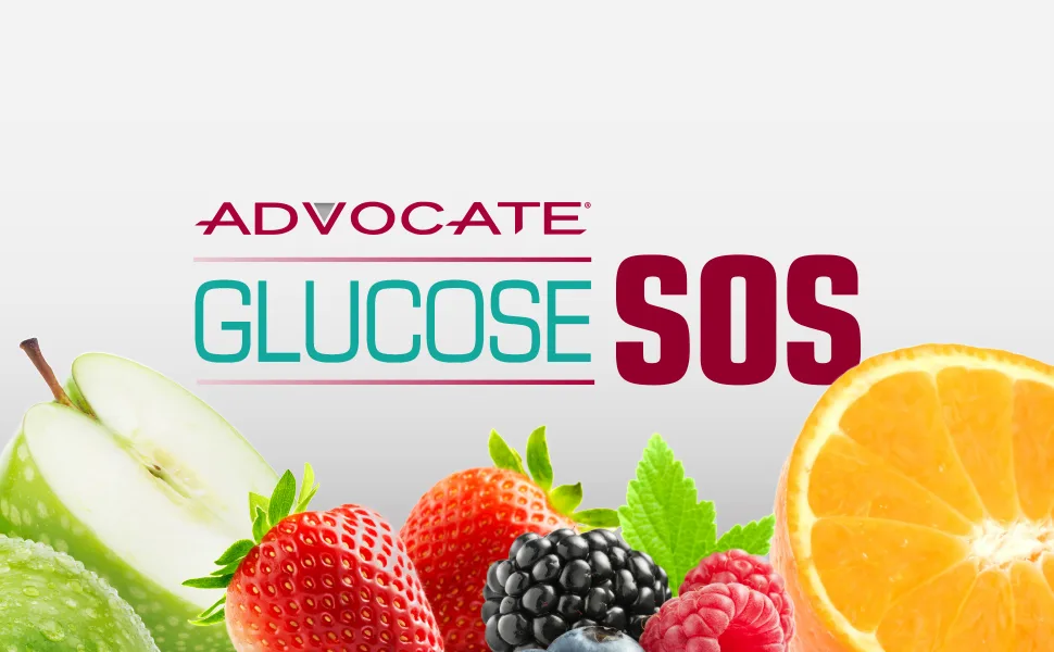 Glucose SOS Glucose Powder - Natural Powder Packets - Instantly Dissolves - No Water Needed - Kiwi Strawberry - 6 Packets - glucose sos logo