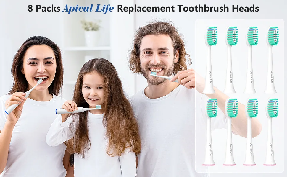 Electric Toothbrush Replacement Heads Compatible with Philips Sonicare Soft Replacement Tooth Brush Heads Compatible with Click-on Phillips Sonic Care Toothbrush 8 Pack - replacement heads