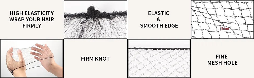 200 Pack Hair Nets Invisible Elastic Edge Mesh Lightweight Regular 20 Inches Size with 1/4 Inches Opening Nylon Invisible Hairnet (Black) - product information 3
