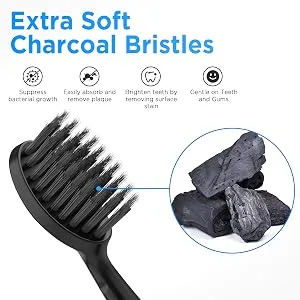 Replacement Toothbrush Heads for Burst (Charcoal Bristles 4 Count Black with Covers) Black (4 Count) - burst toothbrush heads