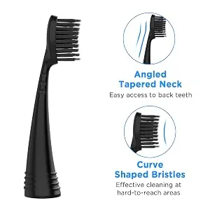 Replacement Toothbrush Heads for Burst (Charcoal Bristles 4 Count Black with Covers) Black (4 Count) - burst toothbrush heads