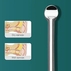 MR.GREEN Ear Wax Removal Ear Cleaner Double End Earwax Remover 360 Cleaning Three Ring Ear Pick Stainless Steel Ear Care Tools (Two Piece Pack) - 2157-300-3