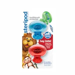 Steripod Kids Toothbrush Protector (2-Pack Red & Blue Glitter Pods) - STERIPOD KIDS GLITTER TOOTHBRUSH PROTECTOR