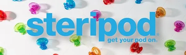 Steripod Kids Toothbrush Protector (2-Pack Red & Blue Glitter Pods) - Steripod Toothbrush Protector Family Pack travel airplane summer vacation toothbrush sanitizer