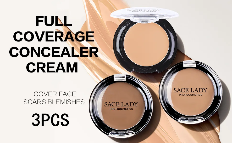 3 Pack Full Coverage Concealer Cream Makeup Waterproof Matte Smooth Concealer Corrector for Dark Spot Under Eye Circles (3 6g/0.2Oz 40 Natural) 40 Natural - Contouring