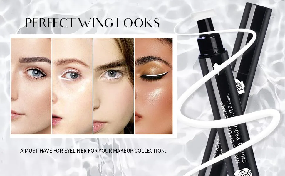 SHARLOVY Winged Eyeliner Stamp-2 Eyeliner Pens for Perfect Wing Cat Eye Stamp Eye Makeup(8MM Black-2pack) 8MM Black-2pack - Perfect Wing Looks