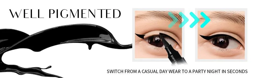 SHARLOVY Winged Eyeliner Stamp-2 Eyeliner Pens for Perfect Wing Cat Eye Stamp Eye Makeup(8MM Black-2pack) 8MM Black-2pack - Well Pigmented