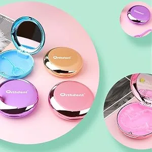 Solid Orthodontic Retainer Case Aligner and Retainer Case with Special Magnetic Closure 1 Pcs Retainer Case +1 Pcs Aligner Remover Hook +1Pcs Brush (Gold) - denture box
