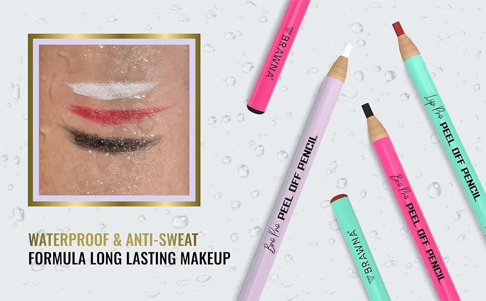 BRAWNA 6 Pcs Eyebrow Pencils with 1 Sharpener- Durable Waterproof Eyebrow Pencil - Quick Efficient & Easy to Use Eye Brow Pencils for Shaping Defining & Microblading- White 6 Pack White - waterproof eyebrow and lips pencilsWHITE BLACK RED MAPPING PENCILS