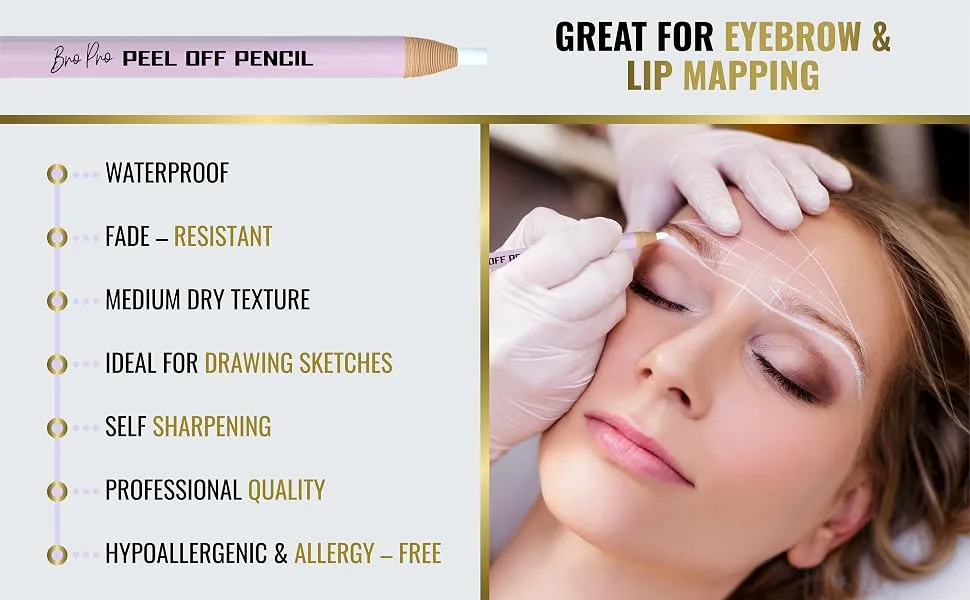 BRAWNA 6 Pcs Eyebrow Pencils with 1 Sharpener- Durable Waterproof Eyebrow Pencil - Quick Efficient & Easy to Use Eye Brow Pencils for Shaping Defining & Microblading- White 6 Pack White - WHITE PRE-DRAW PENCILS