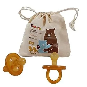 Sweetie Rubber Pacifier Natural Rubber Pacifier Rounded 2 Count (Medium 6-12) - Packaging