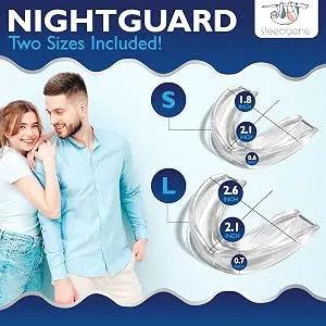 Sleepgene Dental Night Guard - Mouth Guard to Help Relieve Teeth Grinding Clenching Gnashing - Zero BPA Moldable & Shapeable Braces to Promote Deep Sleep - Includes Hygienic Storage Case - Small - fits just right