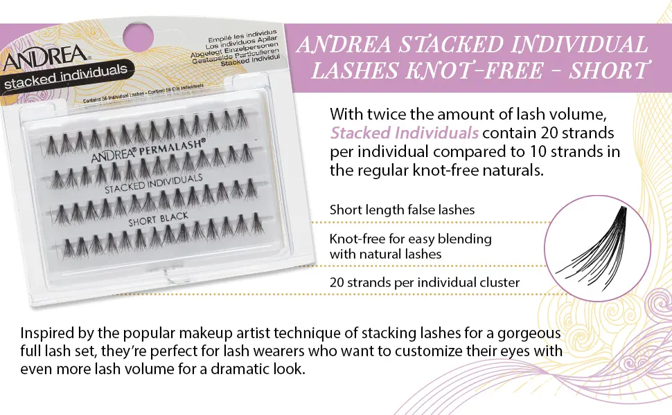 Andrea Stacked Individual False Lashes Knot-Free Short Black 4 packs - Andrea Stacked Individual False Lashes Knot-Free Short Black, 4 packs
