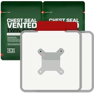 Ever Ready First Aid Vented Chest Seal with Quick Tear Twin Pack- 6.6 Square Occlusive Adhesive Dressing for Open Chest Wounds - CHEST SEAL