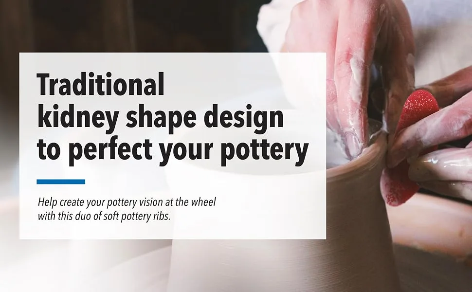 Soft Rib for Pottery & Pottery Clay Pack of 2 Very Soft Pottery Tools Red Shaping Tool for Pottery Smooths & Shapes While Removing Finger Marks Ceramic Clay Tools for Sculpting - Kidney Shaped Design