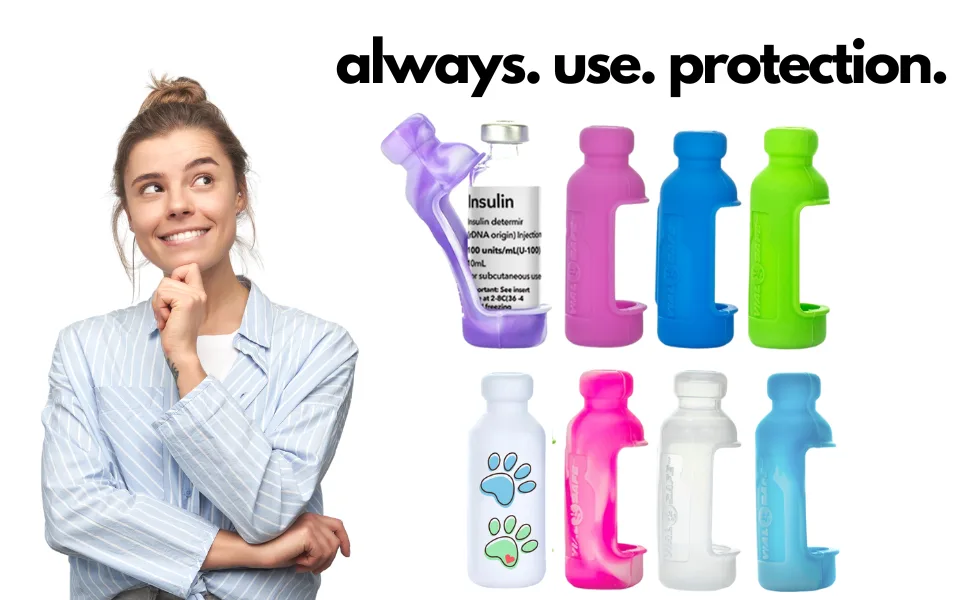 VIAL SAFE Insulin Bottle Protector Case/Sleeve for Diabetes Never Risk Breaking Your Insulin Vial Reusable Durable Flexible Silicone Protective Sleeve 2-Pack (Size Tall) Tie Dye Pink - Vial Safe Always Use Protection Insulin Bottle protector Koozy Case diabetes Supplies accessories