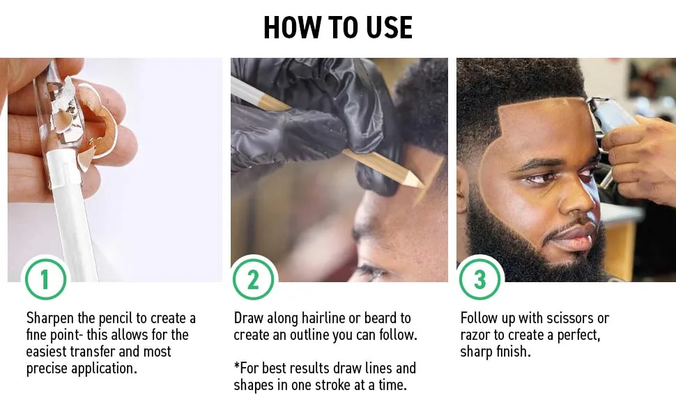 Tomb45 Barber Pencil Precision 3-pack - Tomb 45, Precision Pencils. How to use: Sharpen, draw outline, follow up with scissors or razor.