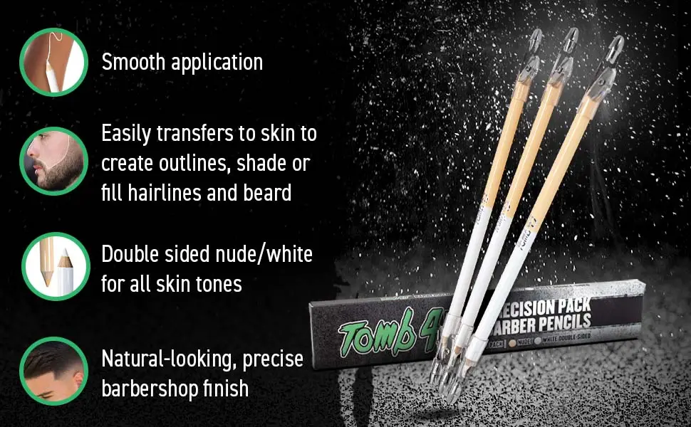 Tomb45 Barber Pencil Precision 3-pack - Tomb45, Precision Pencils 3-Pack. Smooth application, create outlines, shade or fill.