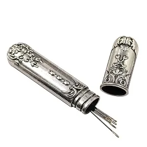 2 Pieces Vintage Needle Case Convenient Needle Storage Sewing Supplies with 24 Pcs Self-Threading Needles for Storing Handmade Sewing Embroidery Needle Accessories COPPER + SILVER MEDIUM - easy for storage
