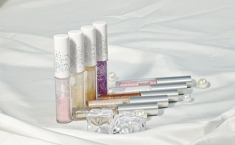 KWOLYKIM 6 Pack Liquid Glitter Eyeshadow Long Lasting Quick Drying Easy to Apply Loose Bling Glitter Diamond Pigmented Glue for Eye Crystals Makeup (Sparkling Sequins) 4 Pack Liquid Sequins - Liquid Glitter Eyeshadow Loose Bling Glitter Diamond Pigmented Glue for Eye Crystals Makeup