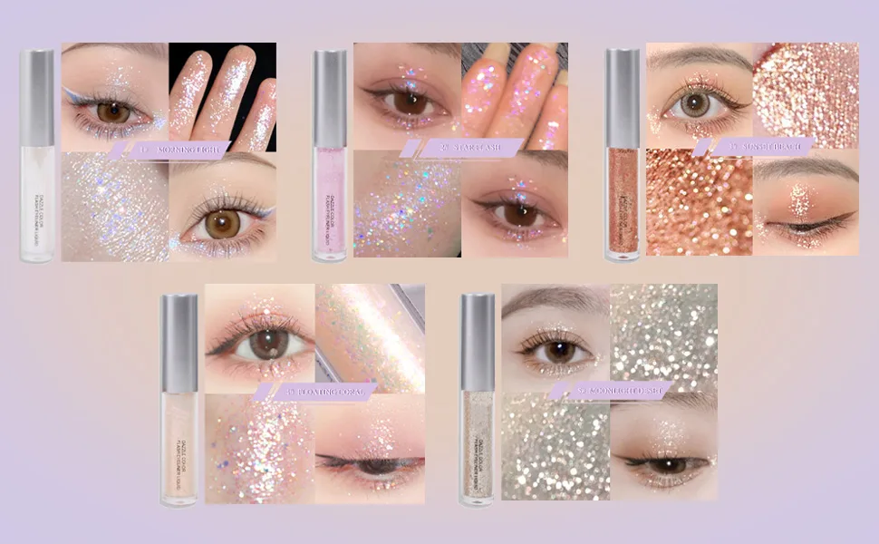 KWOLYKIM 6 Pack Liquid Glitter Eyeshadow Long Lasting Quick Drying Easy to Apply Loose Bling Glitter Diamond Pigmented Glue for Eye Crystals Makeup (Sparkling Sequins) 4 Pack Liquid Sequins - Liquid Glitter Eyeshadow Loose Bling Glitter Diamond Pigmented Glue for Eye Crystals Makeup