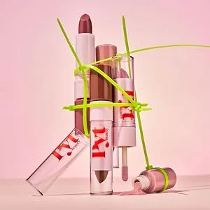 PYT BEAUTY Lip Duo Peachy Cinnamon Lipstick and Lip Gloss Hydrating Combo Hypoallergenic Vegan Makeup 1 Count Cinnamon / Rumor - lip duo