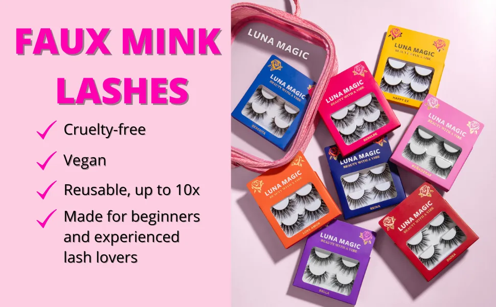 LUNA MAGIC Diosa Faux Mink Wispy Lashes Reusable 3 Pack - Faux Mink Lashes info