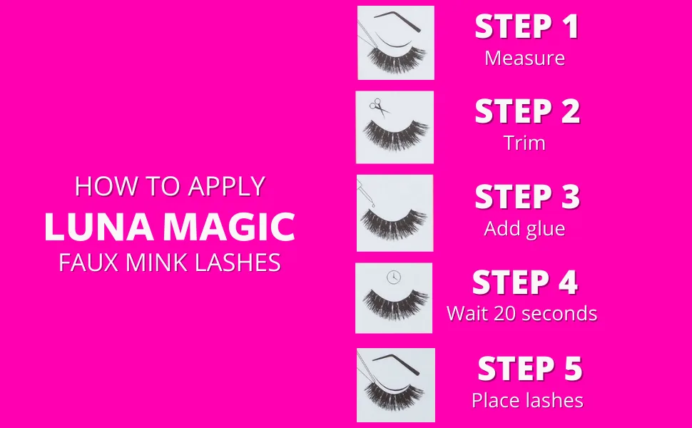 LUNA MAGIC Diosa Faux Mink Wispy Lashes Reusable 3 Pack - How to apply LUNA MAGIC lashes
