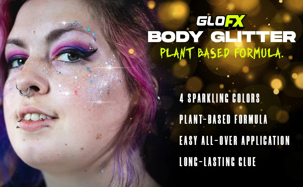 GloFX Biodegradable Makeup Glitter Combination 4 Pack for Hair Face and Body | Perfect Festival and Rave Makeup Accessory - GloFX Body Glitter