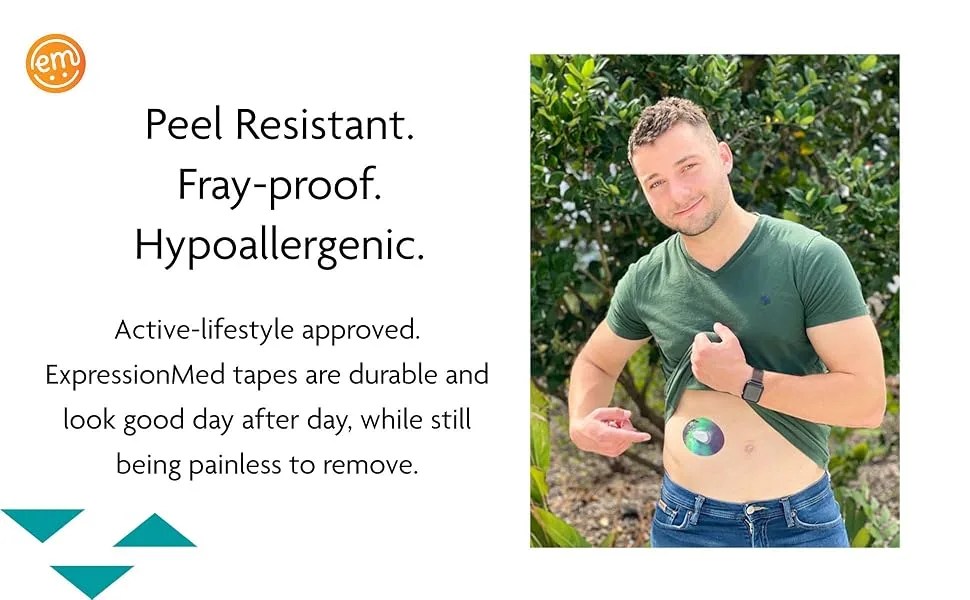 ExpressionMed - Adhesive Patch for Dexcom g6 (10-Pack) - Made in The USA Waterproof Split Backing CGM Tape (White) White Dexcom g6 - Expressionmed durable peel-resistant tapes for Dexcom Libre Omnipod