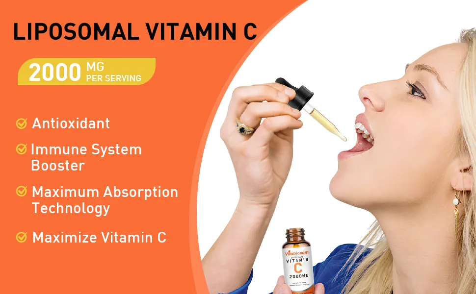 Liposomal Vitamin C 2000mg Liquid for Adults High Absorption VIT C Maximize Vitamin C Immune System & Antioxidant Support 60ML (2 Bottle) 2.02 Fl Oz (Pack of 2) - vitamin c