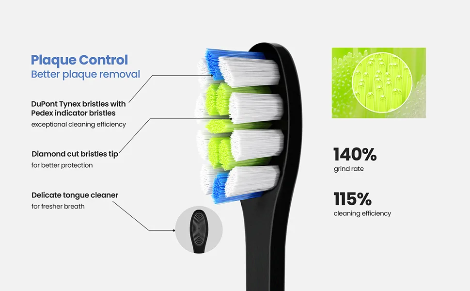 Oclean Replacement Toothbrush Heads 6 Packs White Compatible with All Oclean Electric Toothbrush (Plaque Control) - Plaque control