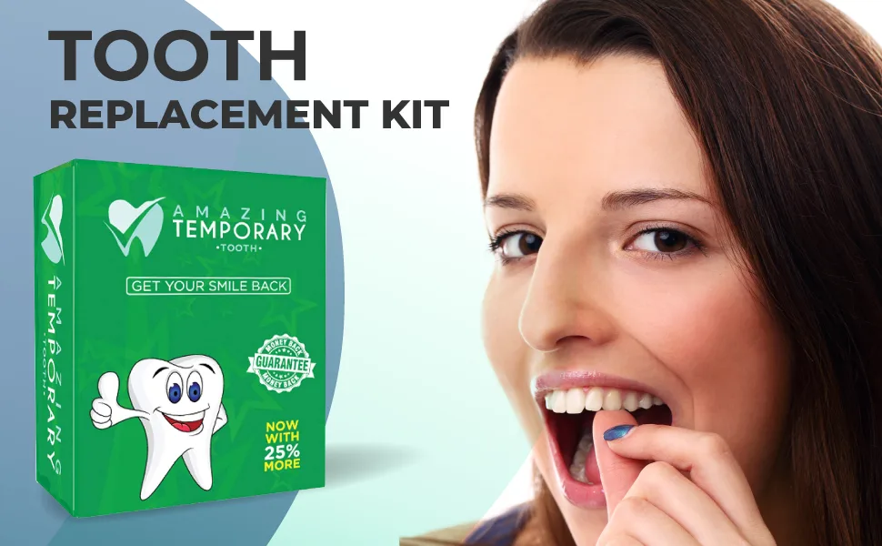 Amazing Temporary Tooth Kit 3 Pack Replacement Temp Dental 25% More Than Others - Amazing Temporary Tooth Replacement kit
