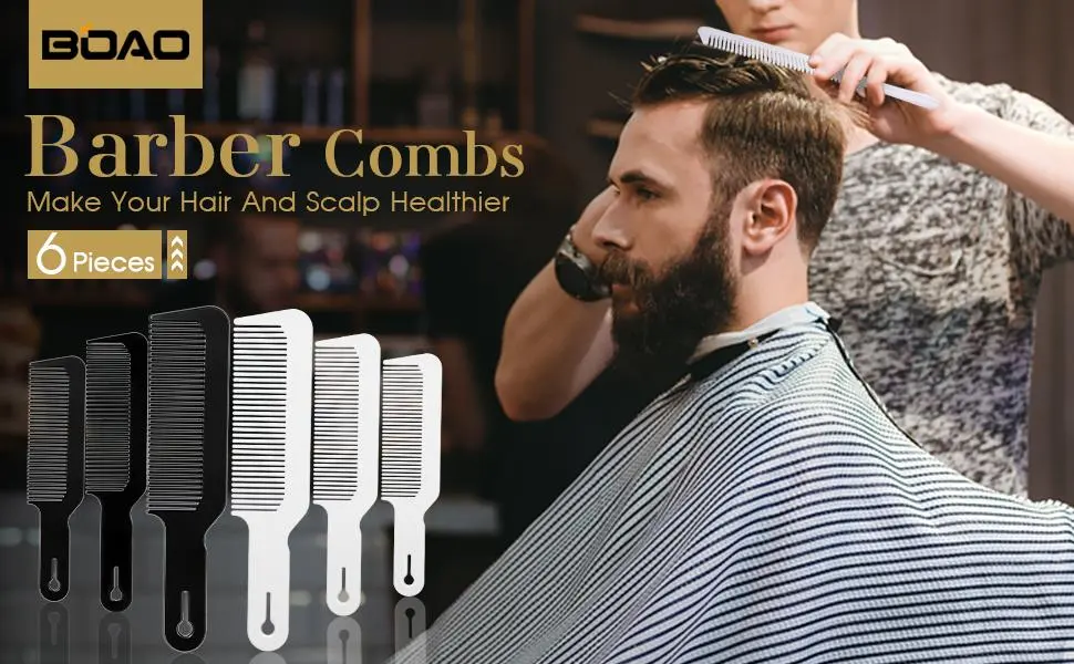 6 Pack Blending Comb Barber Combs 9 Inch Clipper Combs Flat Top Clipper Combs Barber Heat Resistant Hair Cutting Combs for Clipper Cuts and Flattops (Black) - product information 1