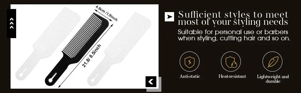 6 Pack Blending Comb Barber Combs 9 Inch Clipper Combs Flat Top Clipper Combs Barber Heat Resistant Hair Cutting Combs for Clipper Cuts and Flattops (Black) - product information 3