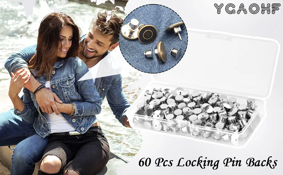 YGAOHF Locking Pin Backs 60 Pcs Locking Pin Keepers Clasp with Storage Case Sturdy Metal Pin Locks Back for Brooches Enamel Lapel Pins - YGAOHF 60 PCS Locking Pin Backs