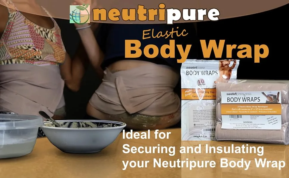 Neutripure Body Wrap Support - Elastic Stretch Bandages - Washable and extra wide (Pack of 3) - Elastic body bandage for securing and insulating a body wrap