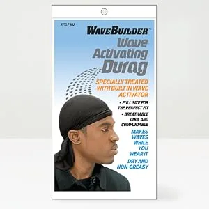 Wavebuilder Wave Activating Durag Black 2 Pack - Wave Activating Durag