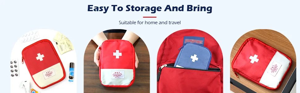 LEEFONE 4 Pack 7 x 5 Travel Mini First Aid Pouch Portable Outdoor First Aid Medical Bag Multi-function Emergency Medicine Storage Bag (Red & Blue) - Easy To Storage And Bring