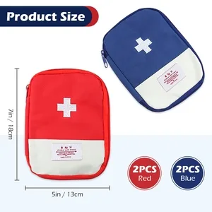 LEEFONE 4 Pack 7 x 5 Travel Mini First Aid Pouch Portable Outdoor First Aid Medical Bag Multi-function Emergency Medicine Storage Bag (Red & Blue) - product information 3