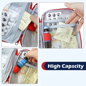 LEEFONE 4 Pack 7 x 5 Travel Mini First Aid Pouch Portable Outdoor First Aid Medical Bag Multi-function Emergency Medicine Storage Bag (Red & Blue) - product information 5