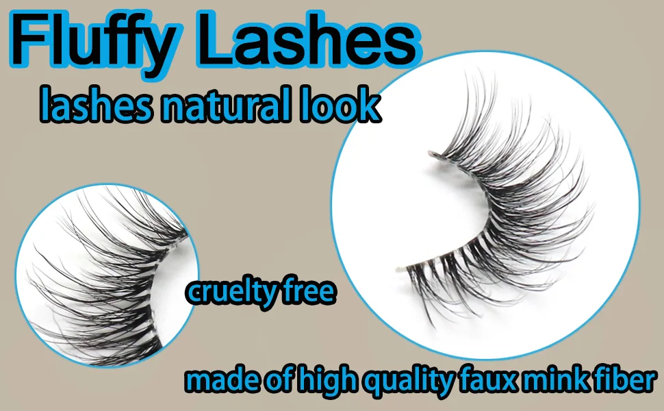 Veleasha Lashes with Clear Band Fluffy Lashes that Look Like Extensions 6 Pairs Pack Invisible False Eyelashes (12-18mm) Full & Fluffy | 12-18mm - product information 3